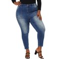 thumbnail image 4 of Plus Size Denim Jeans for Women Casual Chambray Pants Mid Rise Skinny Jean Blue 3X, 4 of 7