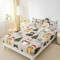 thumbnail image 4 of Feelyou Kawaii Cartoon Cat Twin Sheet Sets for Teen, Christmas Tree Twin Fitted Sheet, Happy New Year Flat Sheet, Lightweight Room Decor, 3-Piece, 4 of 7