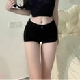 thumbnail image 5 of SELONE Black Shorts Women Stretchy Low Waisted Button Hot Pants Summer Shorts Solid Vacation Outfits Black XS, 5 of 6
