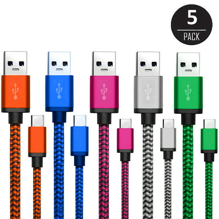 USB C Cable, EEEKit 5-Pack 3.3FT USB Type C 3.1 to USB 2.0 Charging Cable Connector Cord for Galaxy S10/S10E, S9/S9 Plus, S8/S8 Plus, Note 9/8, LG G7 G6 V40 V35, Google Pixel 3/3 XL, Oneplus