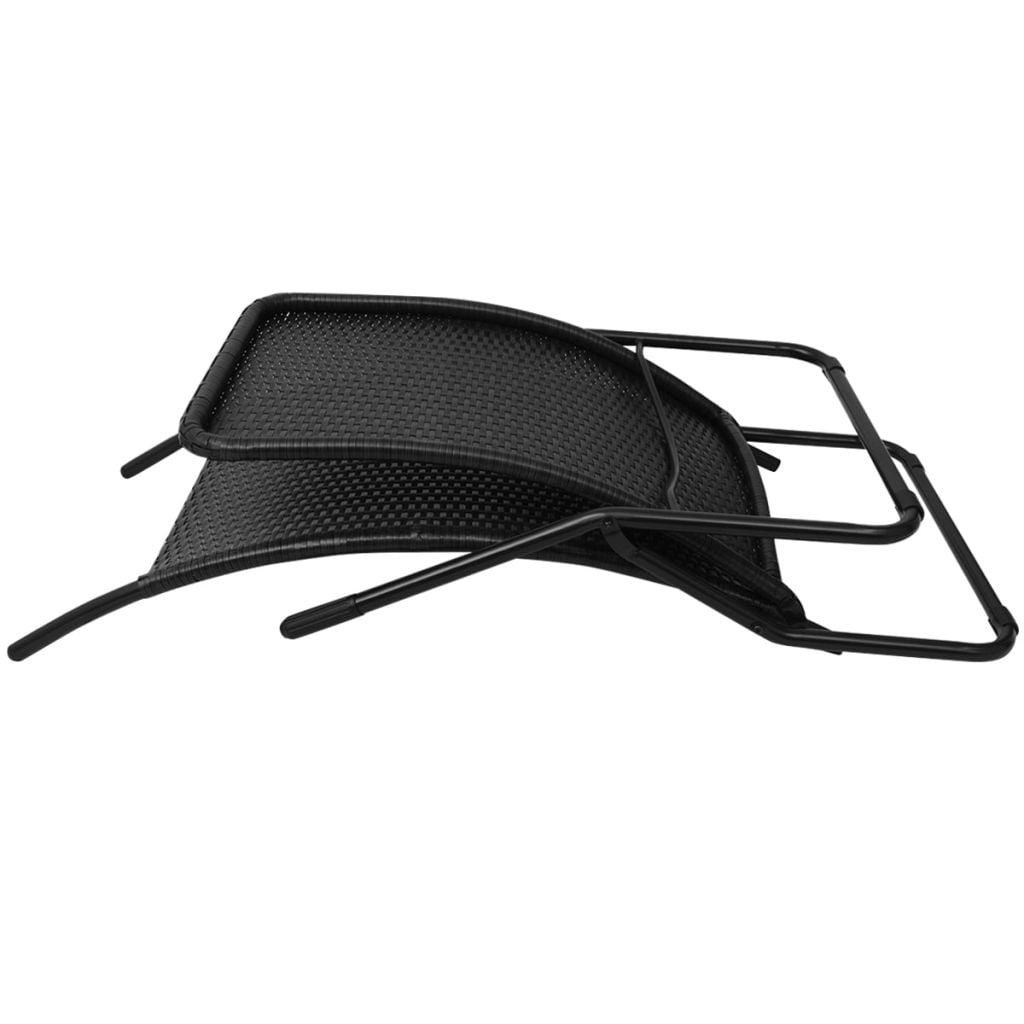 Kepooman 57" Outdoor Patio Folding Rattan Sun Lounger for Beach Poly, Black Kepooman 57" Outdoor Patio Folding Rattan Sun Lounger for Beach Poly, Black