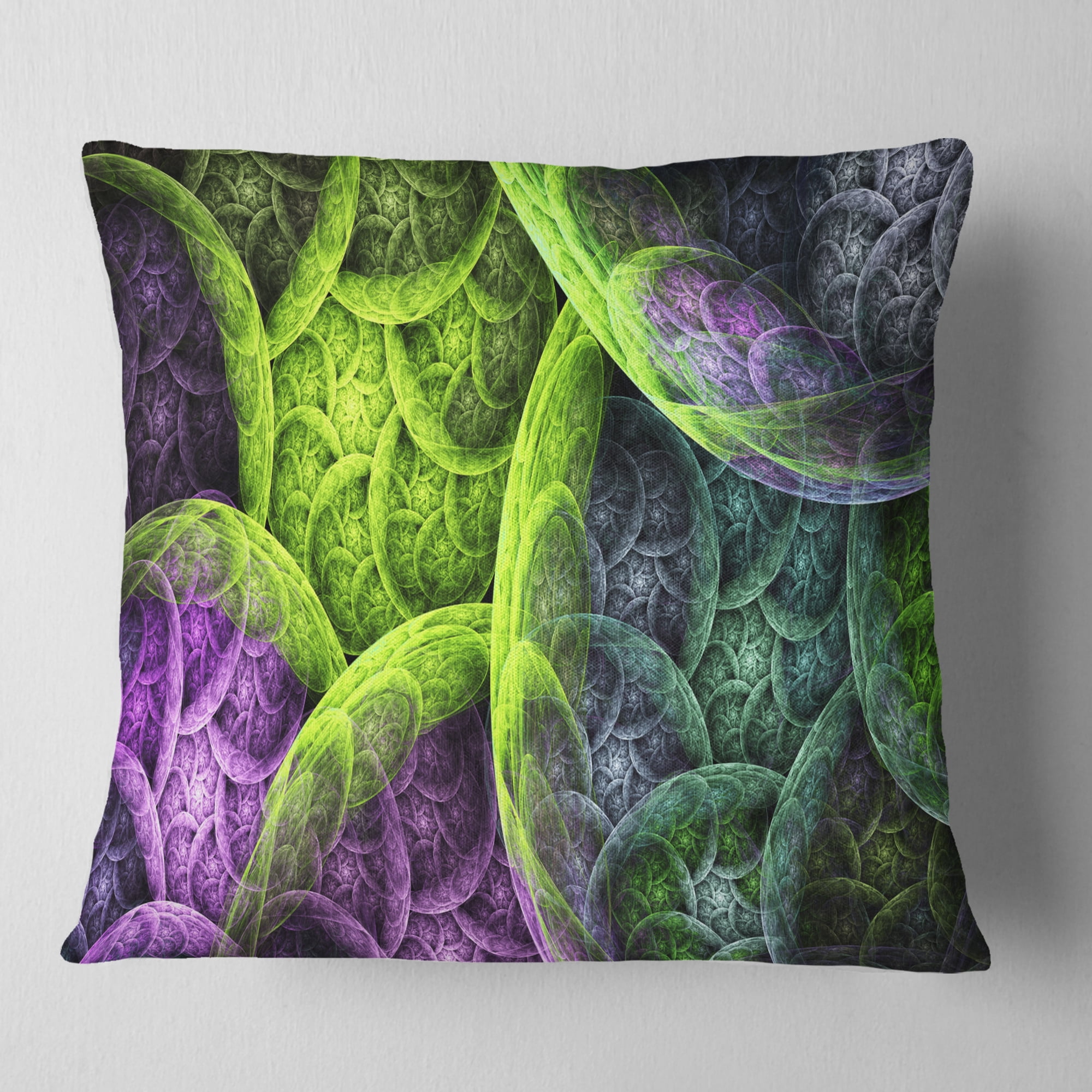 Designart Green Pink Colorful Clouds - Abstract Throw Pillow - 16x16