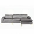 thumbnail image 6 of Shannon Velvet Sectional Sofa with Chaise - Solid Wood & Brass Gold Legs, Plush Velvet, 6 of 10