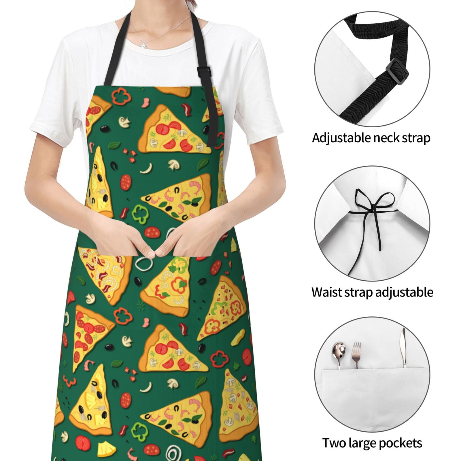 Kdxio Pizza Apron with Pockets Adjustable Kitchen Aprons for Men Women Waterproof Aprons for Cooking,Drawing,Crafting, Baking Household Cleaning