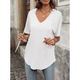 thumbnail image 7 of Cuteduck Women's Short Sleeve V-Neck T-Shirt – Loose Fit Solid Color Soft Summer Top – Casual Everyday Essential S-2X, 7 of 7