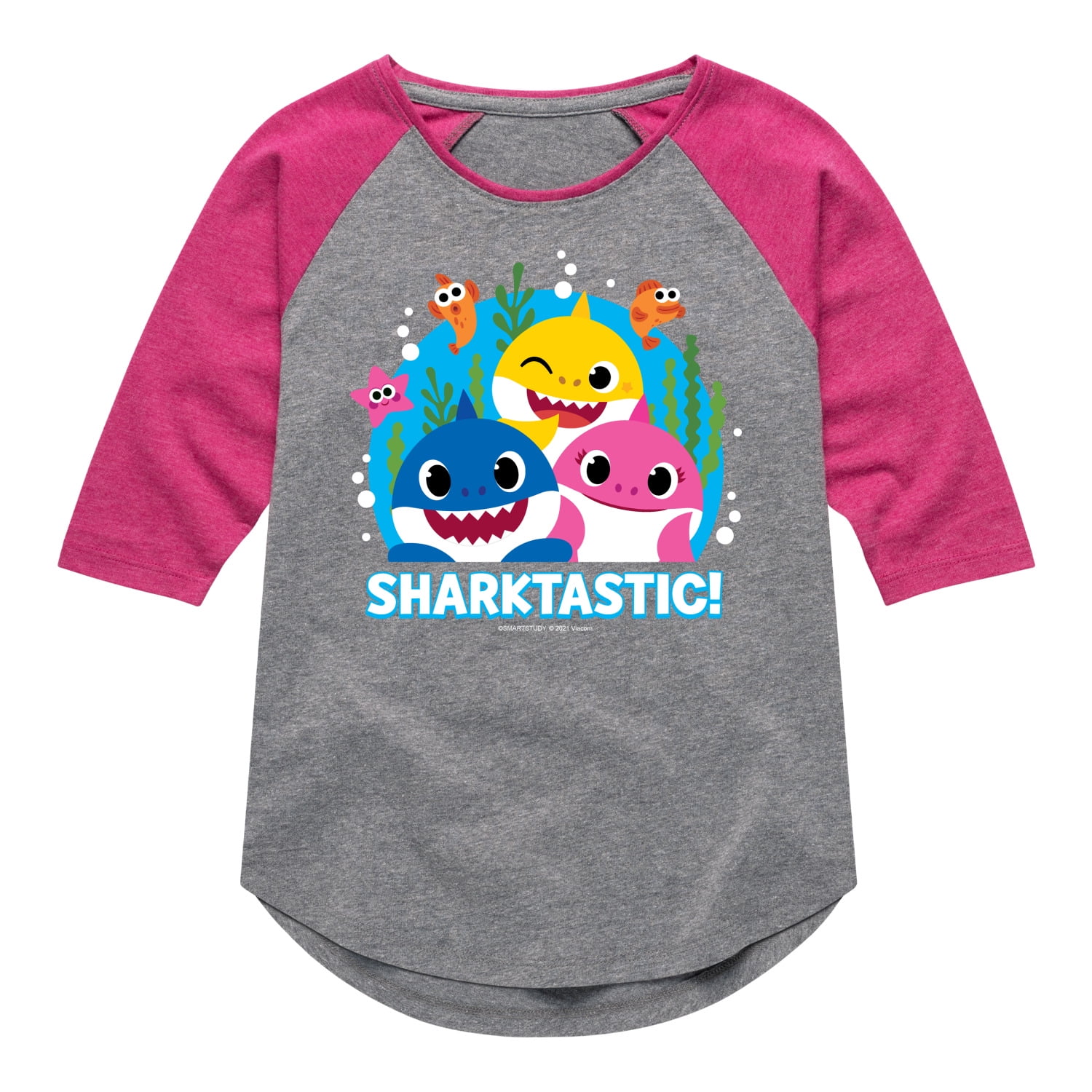 Baby Shark Sharktastic Toddler And Youth Girls Raglan Graphic T