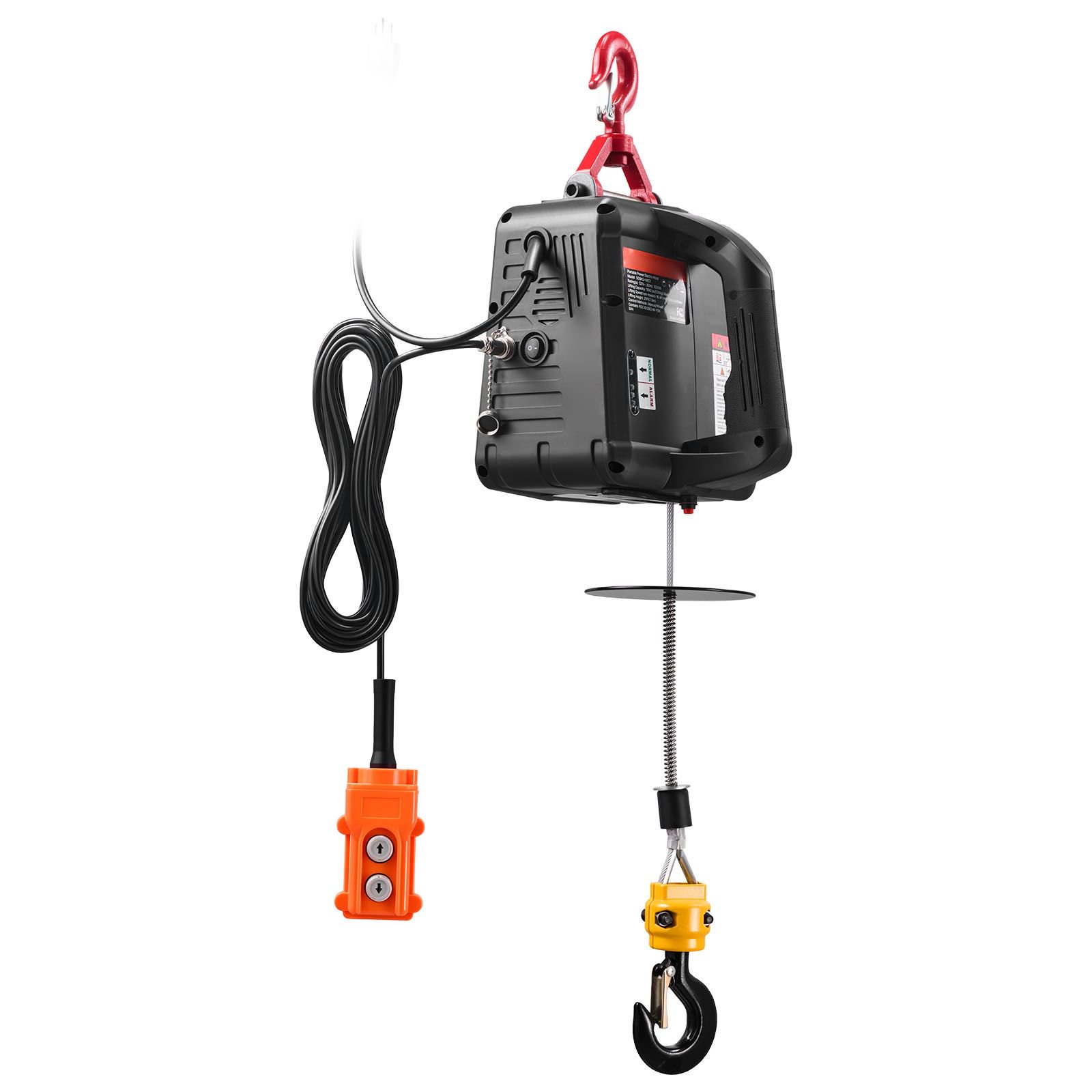 Electric Hoist Winch 2-in-1 1100 lbs Capacity 1500W 25 ft Max Lift Height Wired & Manual Remote for Garage Factory Warehouse