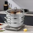 thumbnail image 4 of SOGA 3-Tier 32cm Stainless Steel Food Steamer – Stackable Vegetable & Dim Sum Pot, 4 of 8