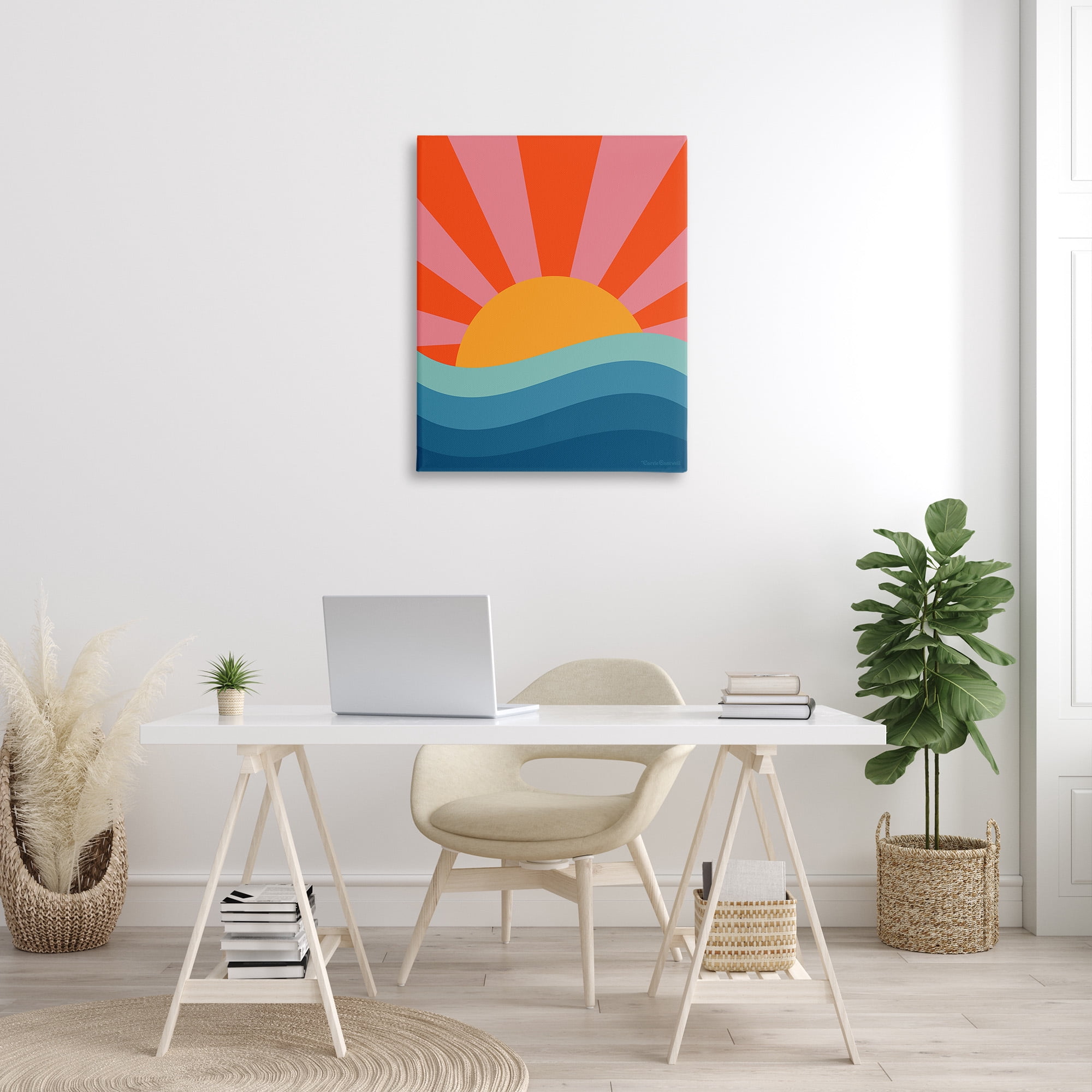 Stupell Industries Sun Rays on Sea Landscape Painting Gallery Wrapped Canvas Art Print Wall Art, 30 x 40