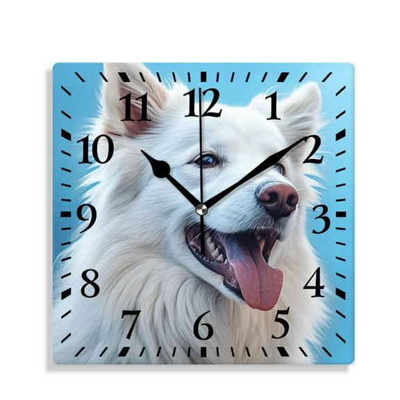 12 Inch Wall Clock Battery Operated Silent Clock Decorative for Office, Kitchen, Outdoor, Living Room，Dog Puppy Print Elegant Design