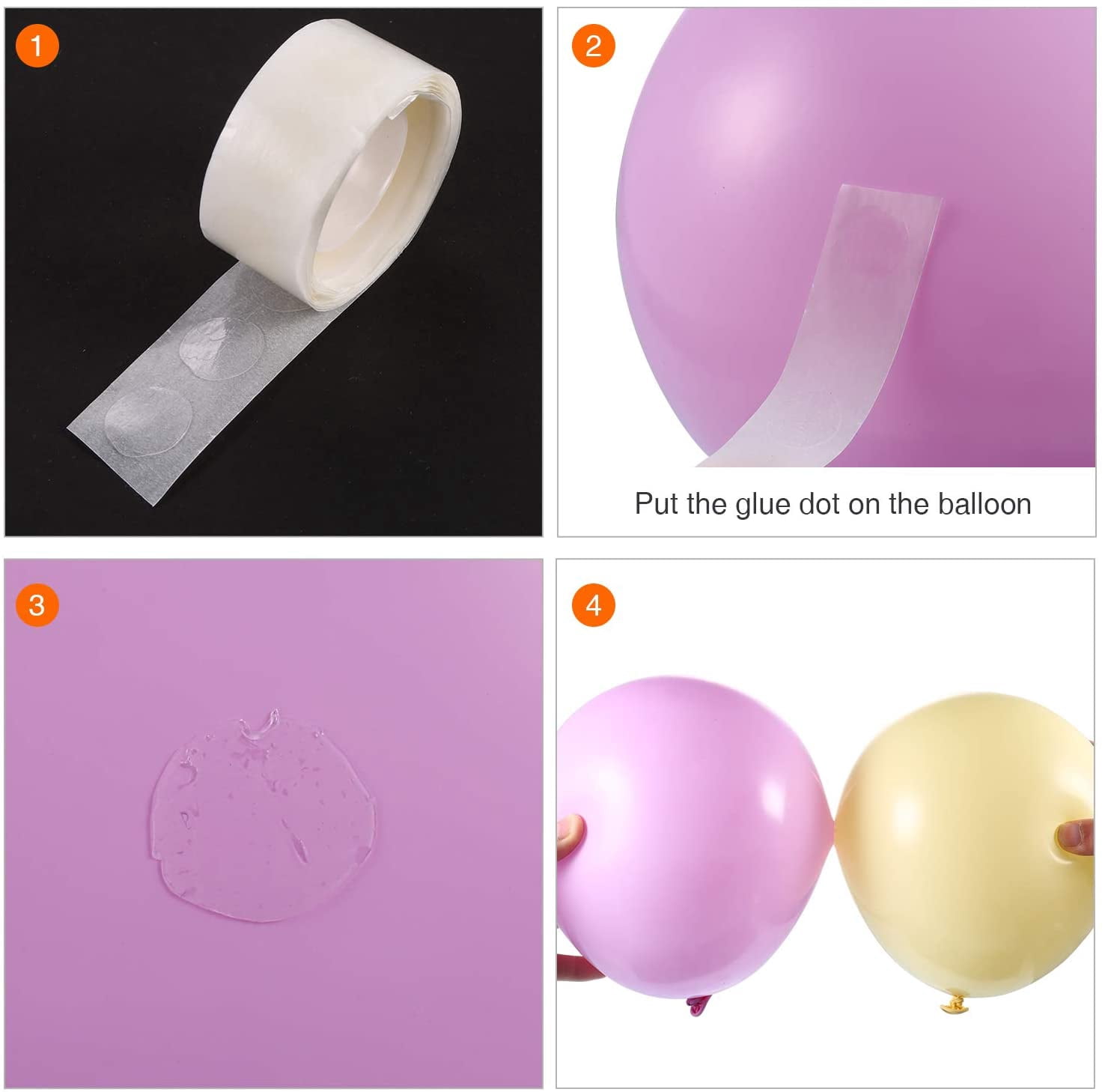 Balloon Arch Kit Balloon Garland Decorating Strip Kit 2 Rolls Balloon Tape Strips with 2 Rolls Balloon Glue Point Dots Stickers (Single and Double Hole)