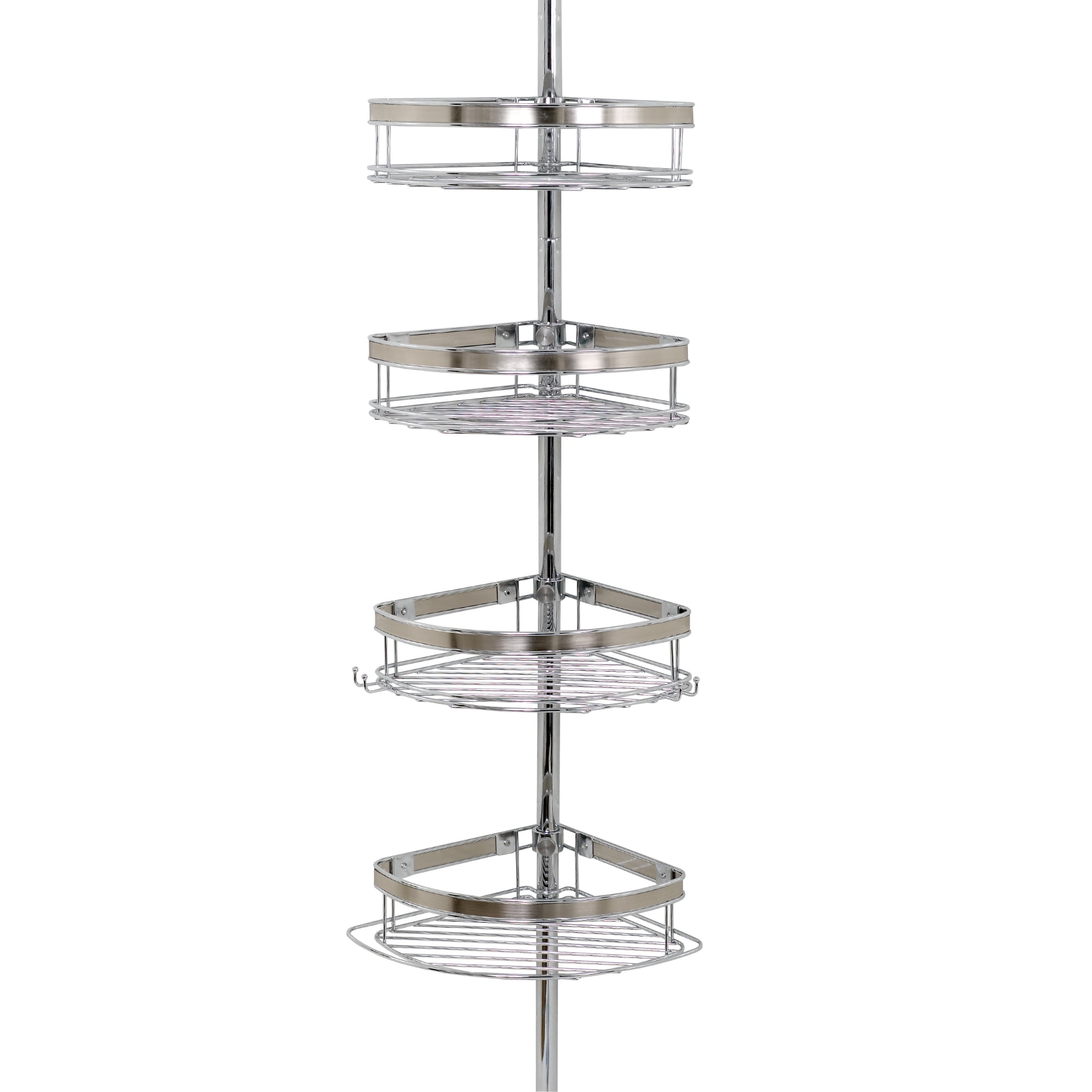  Zenna Home Tension Pole Shower Caddy, 4 Basket Shelves with  Built-In Towel Bars, Adjustable, 60 to 97 Inch, Chrome : Home & Kitchen