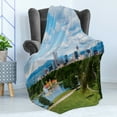 thumbnail image 4 of Urban Soft Flannel Fleece Blanket, City Park at Denver Colorado Downtown Tree and Architecture Sunny Panorama, Cozy Plush for Indoor and Outdoor Use, 70" x 90", Sky Blue Fern Green, by Ambesonne, 4 of 5