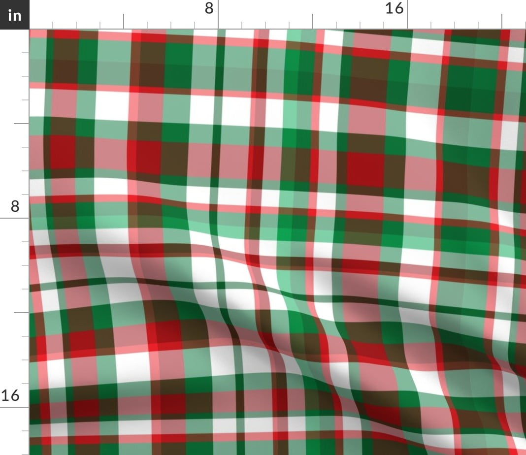 Plaid Christmas Red Green White Geometric Fabric Printed by Spoonflower