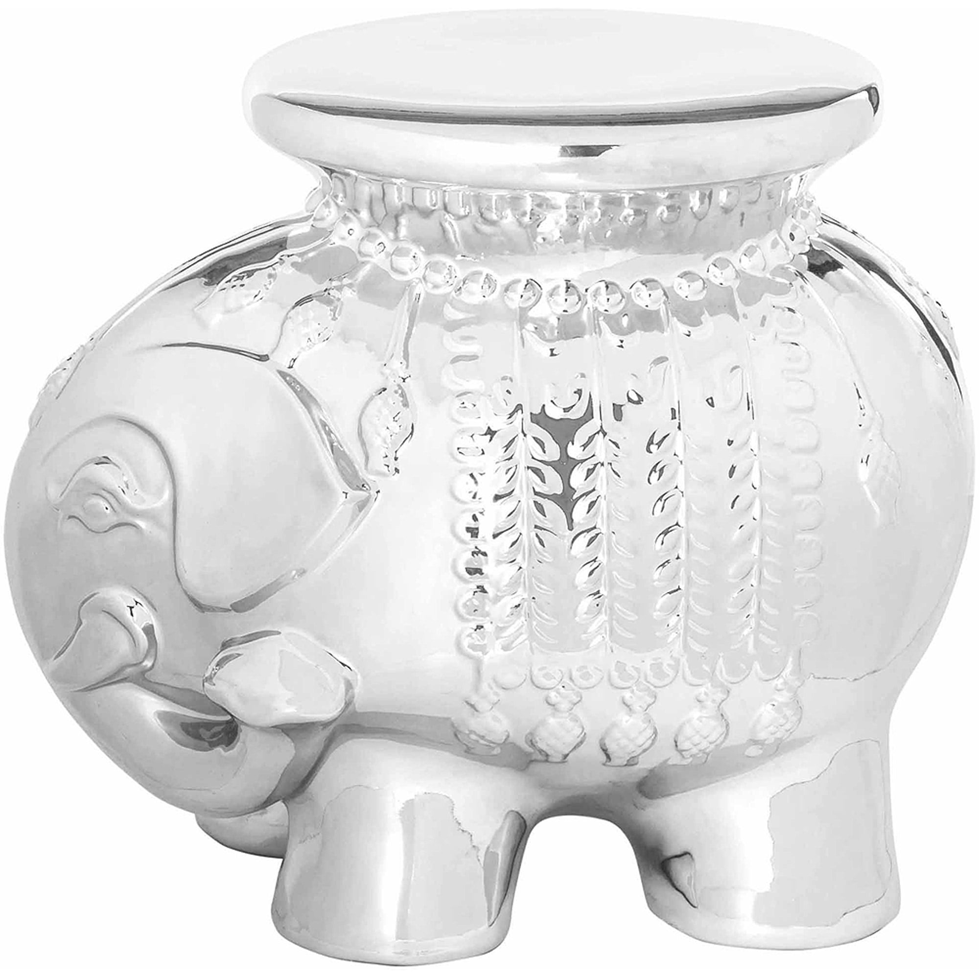 Safavieh Elephant Ceramic Indoor/Outdoor Garden Patio Stool, Silver