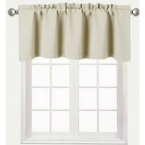 1 piece ivory valance TVLO-18 blackout thermal tier window treatment rod pocket kitchen bathroom size 54" wide X 18" length for short window room darkening