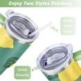 thumbnail image 5 of 40 oz Tumbler Lemon with Handle Stainless Steel Water Bottle SpillProof Mug Car Cup Holder Friendly for Travel Commuting, 5 of 7