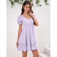 thumbnail image 5 of Yesfashion Women's Summer Lantern Sleeve A-Line Mini Dresses Double-Layer Sleeves V-Neck Dress, 5 of 8