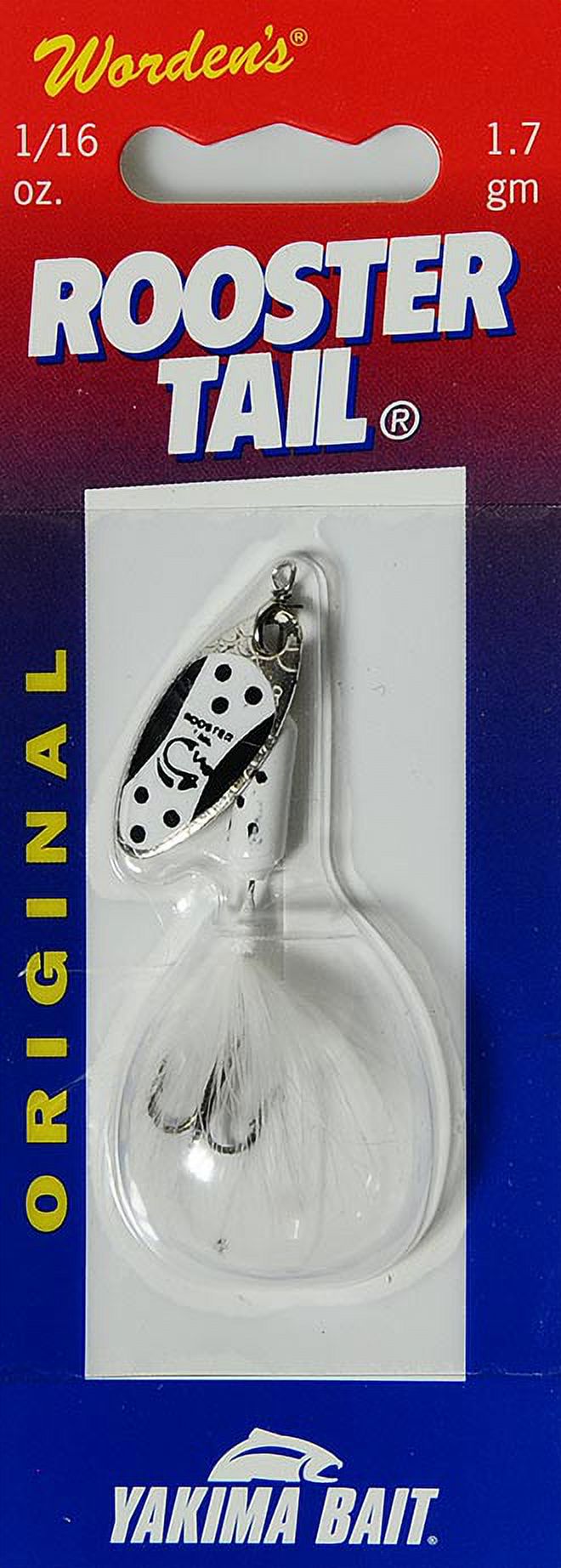 Rooster Tail, Inline Spinnerbait Fishing Lure, White Dalmatian, 1/16 oz