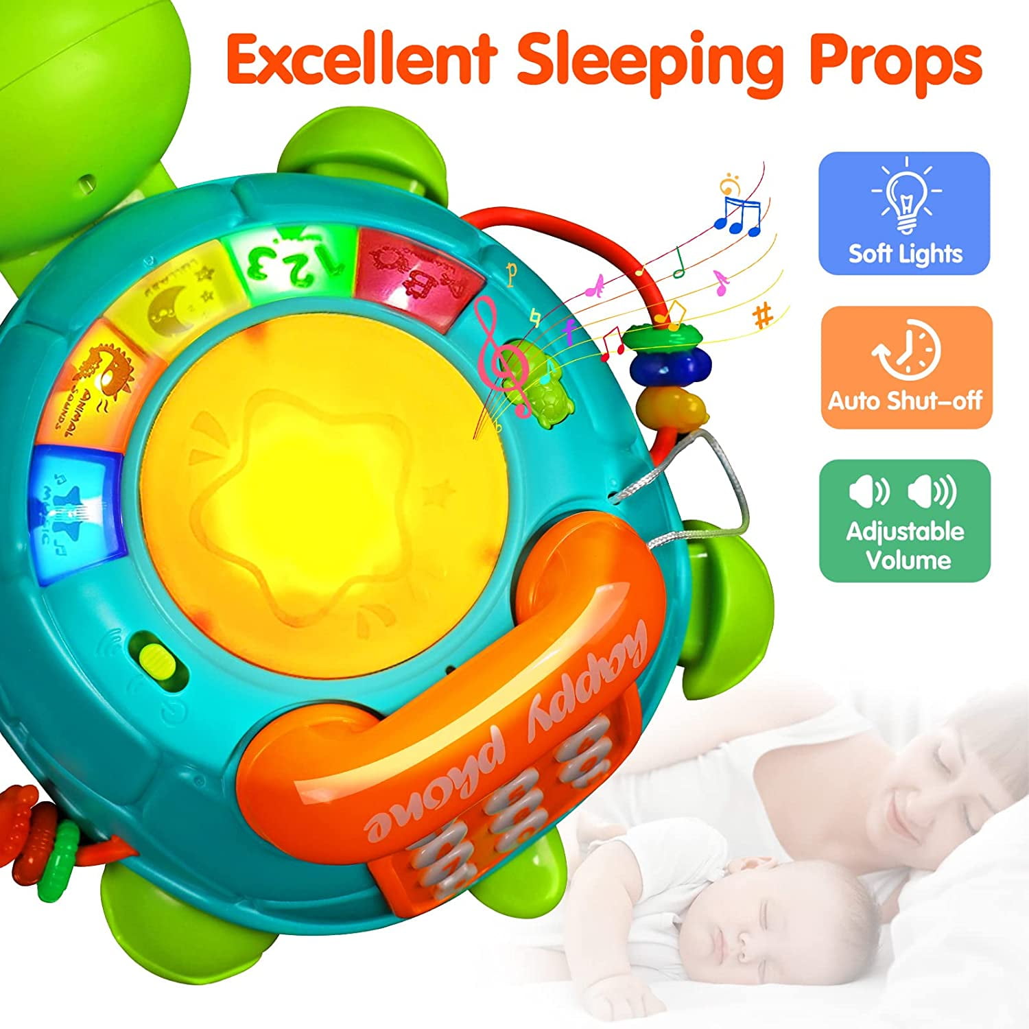 Baby Toys 12-18 Months, Light Up Baby Toys 6 to 12 Months Musical Turtle with Letters Numbers Phone Infant Baby Toys for 6 9 12 18 Months Educational Learning Toys for 1 2 3 Year Old Boy Girl Gifts