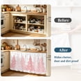 thumbnail image 4 of Pink Christmas Cabinet Curtain 32"Wx55"L,Dustproof Pantry Door Curtain with Self Adhesive Tape,Pink Plaid Xmas Tree Snowflake Winter Tall Storage Cover Privacy Drape for Bathroom Kitchen Laundry Room, 4 of 9