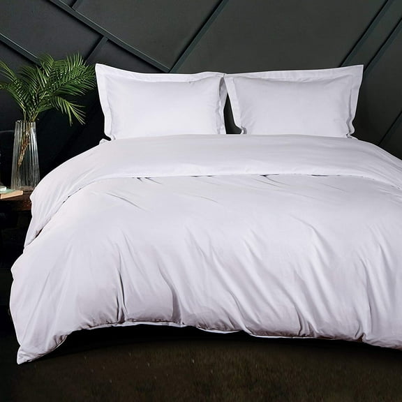 Duvet Cover Sets 3-Pieces White Comforter Bedding Sets, Queen
