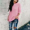 thumbnail image 2 of Hpapadks Oversized Sweaters for Women Round Neck Long Sleeve Comfortable Solid Color Knit Sweaters Top Womens Sweater Pink L, 2 of 7