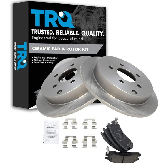 TRQ Rear Brake Pad & Rotor Kit Brake Pads Brake Rotor Ceramic Fits Select 2002-2007 Buick Rendezvous 2002-2004 Chevrolet Venture Oldsmobile Silhouette 2001-2005 Pontiac Aztek Montana