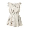thumbnail image 4 of Gyujnb Maternity Polka Dot Peplum Top Sleeveless Tie Shoulder Smocked Waist Casual Pregnancy Blouse,XL, 4 of 5