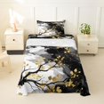 thumbnail image 2 of Castle Fairy Boho Ink Branch Pattern Twin Sheets 3pcs,Abstract Watercolor Cloud Wash Bedding,Black White Gold,1 Flat Sheet, 1 Fitted Sheet and 1 Pillowcase, 2 of 7