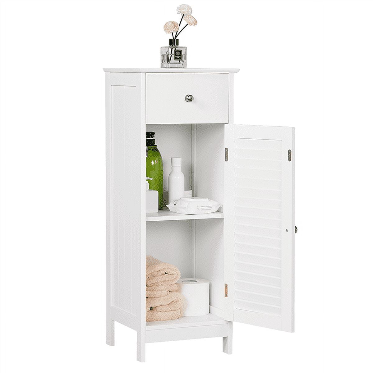Yaheetech Bathroom Kitchen Floor Storage Cabinet with Drawer and Single Shutter Door White