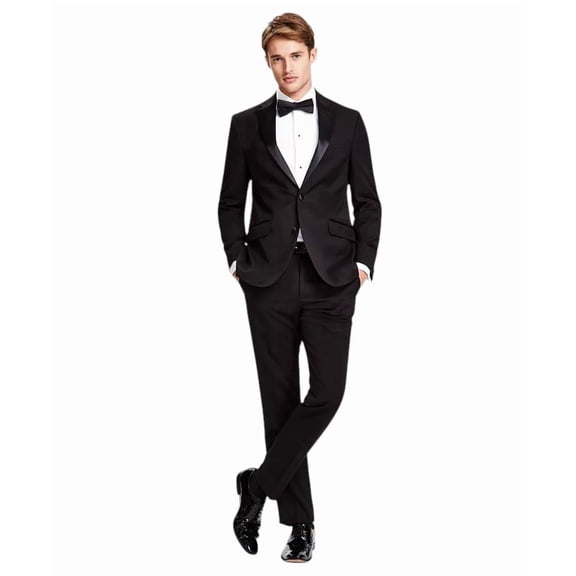 Kenneth Cole Reaction Men's Slim-Fit Ready Flex Tuxedo Suit 44R / 37 W Black