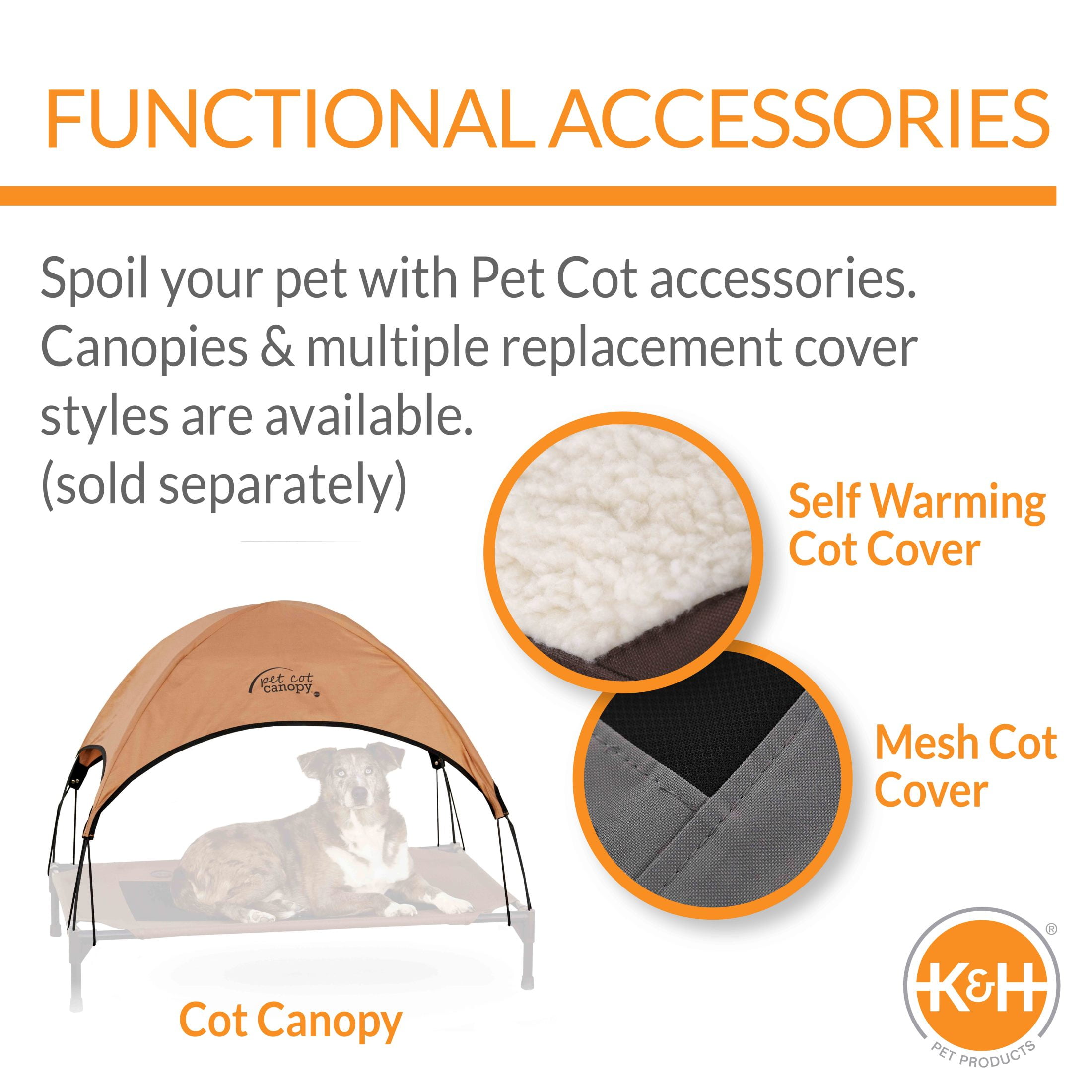 K&H Pet Products Original Pet Cot Elevated Dog Bed Camo/Black Mesh Large 42 X 30 X 7 Inches