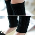 thumbnail image 4 of fastboy Soft And Elastic Knitted Leg Warmers For Keeping Warm In Winter Socks Lovers Fiber Long Socks Knee Socks Fine Stitching black 42cm 1Set, 4 of 6