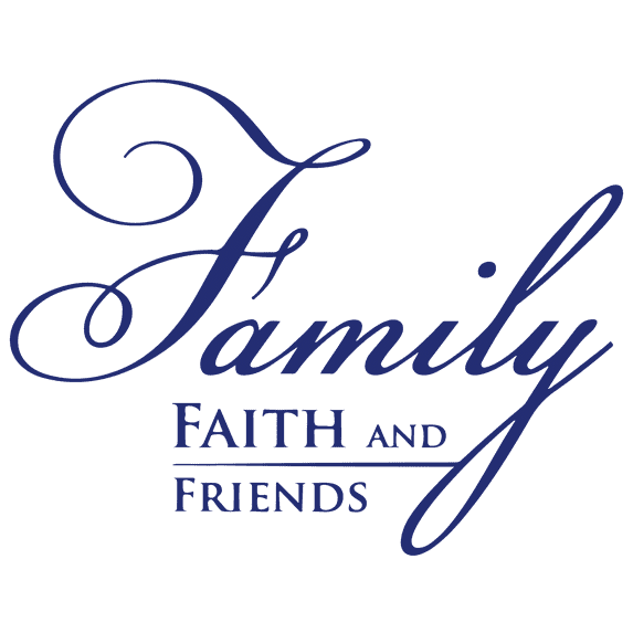 Family faith and friends Vinyl Decal Sticker Quote - Large - Dark Blue