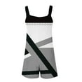 thumbnail image 4 of Women's Romper Summer Casual Color Block Cross Print Tie Knot Strap Short Jumpsuit with Pocket Fashion Loose Wide Leg Outfits, Gray, XL, 4 of 5