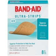 Johnson & Johnson Band Aid Ultra-Strips Adhesive Bandages, 8 ea