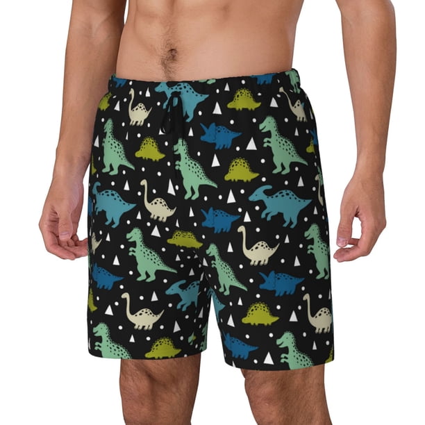 Balery Dinosaur Bañador para hombre, shorts de playa de secado rápido con entrepierna y forro de compresión-Small