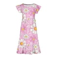 thumbnail image 3 of Riecok Summer Dress for 6 - 15 Year - Old Girls: Short - Sleeved Round - Neck, Easter Print, Waist - Tightening, Pocketed and Tiered Multicolor 14-15 Years, 3 of 5