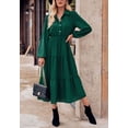 thumbnail image 5 of Collared Button Front Tiered Dress for Women Mid-Calf Length Olive Green X-Large, 5 of 5