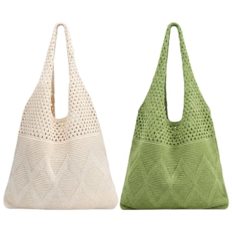 No Boundaries Crochet Hobo Bag for Women, Natural Stripe, Festival