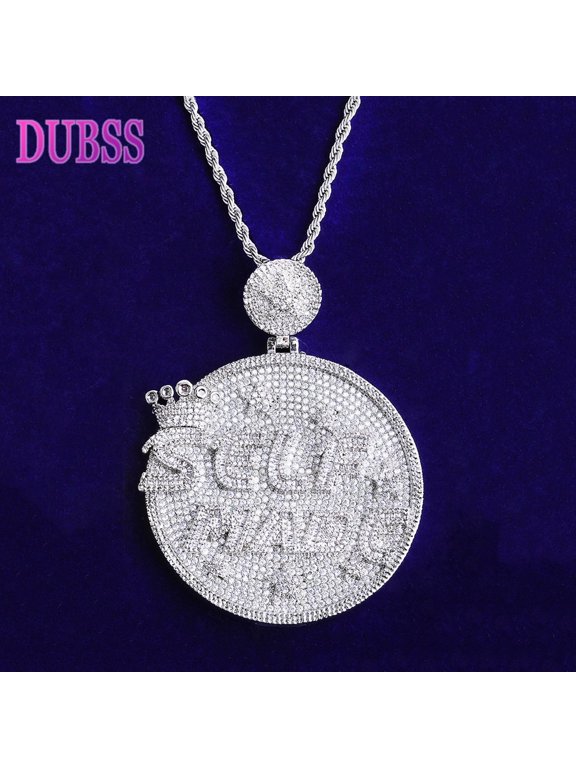 Iced Out Self Made Dics Necklace Pendant for Men 5A Cubic Zirconia Plated Hip Hop Jewelry