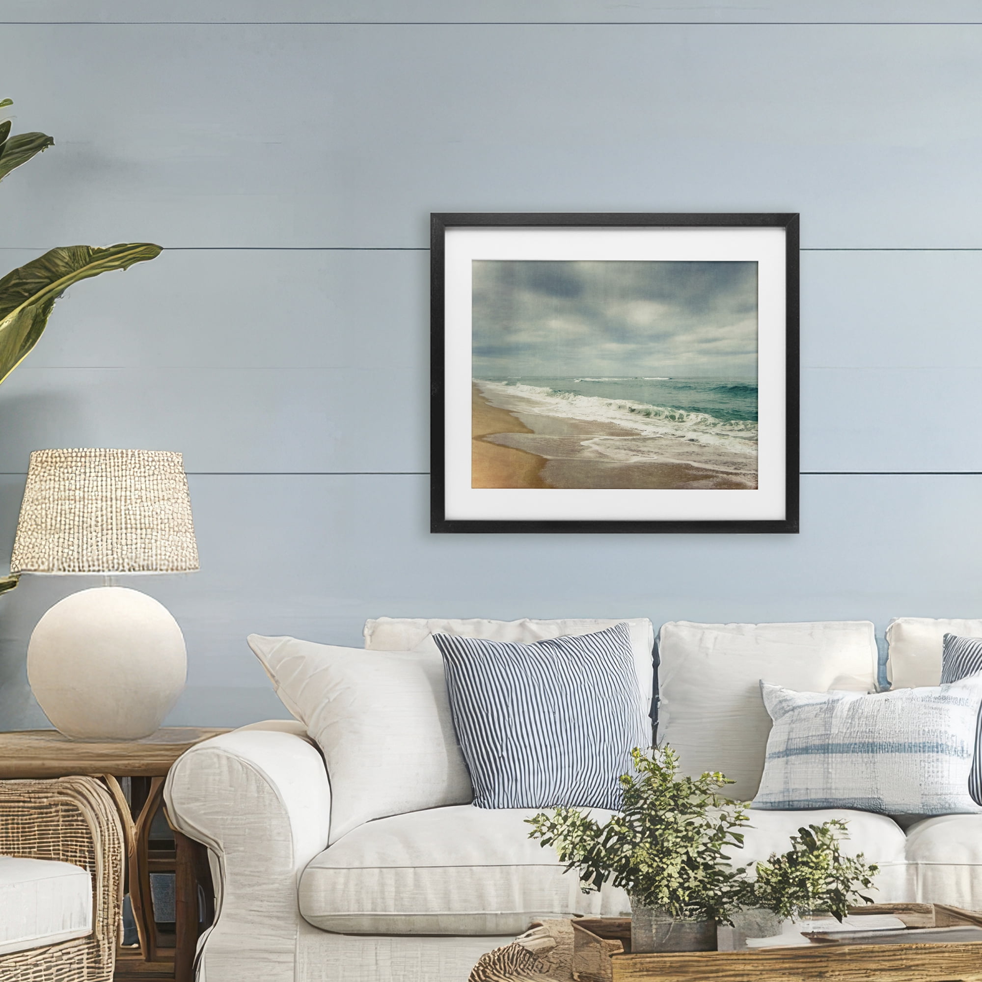 Stupell Industries Tranquil Waves Along Sandy Coast Black Framed Print Under Glass, design by Dirk Wüstenhagen