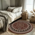thumbnail image 7 of Pentantan Vintage Round Area Rug, 4ft x 4ft Red Retro Style Washable Rug with Anti-Slip Backing for Living Room, 7 of 7