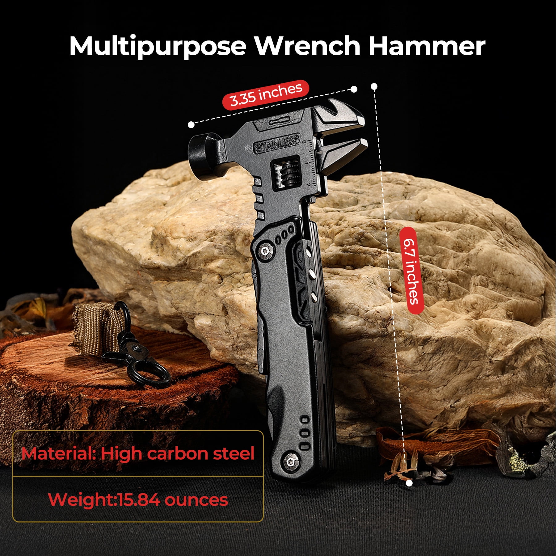 Multi-Function Combination Tool Outdoor Knife Pliers Adjustable Wrench Set Universal Folding Pliers Suitable for Outdoor Camping and Home Repairs Multi-Function Hammer - The Perfect Gift for Men