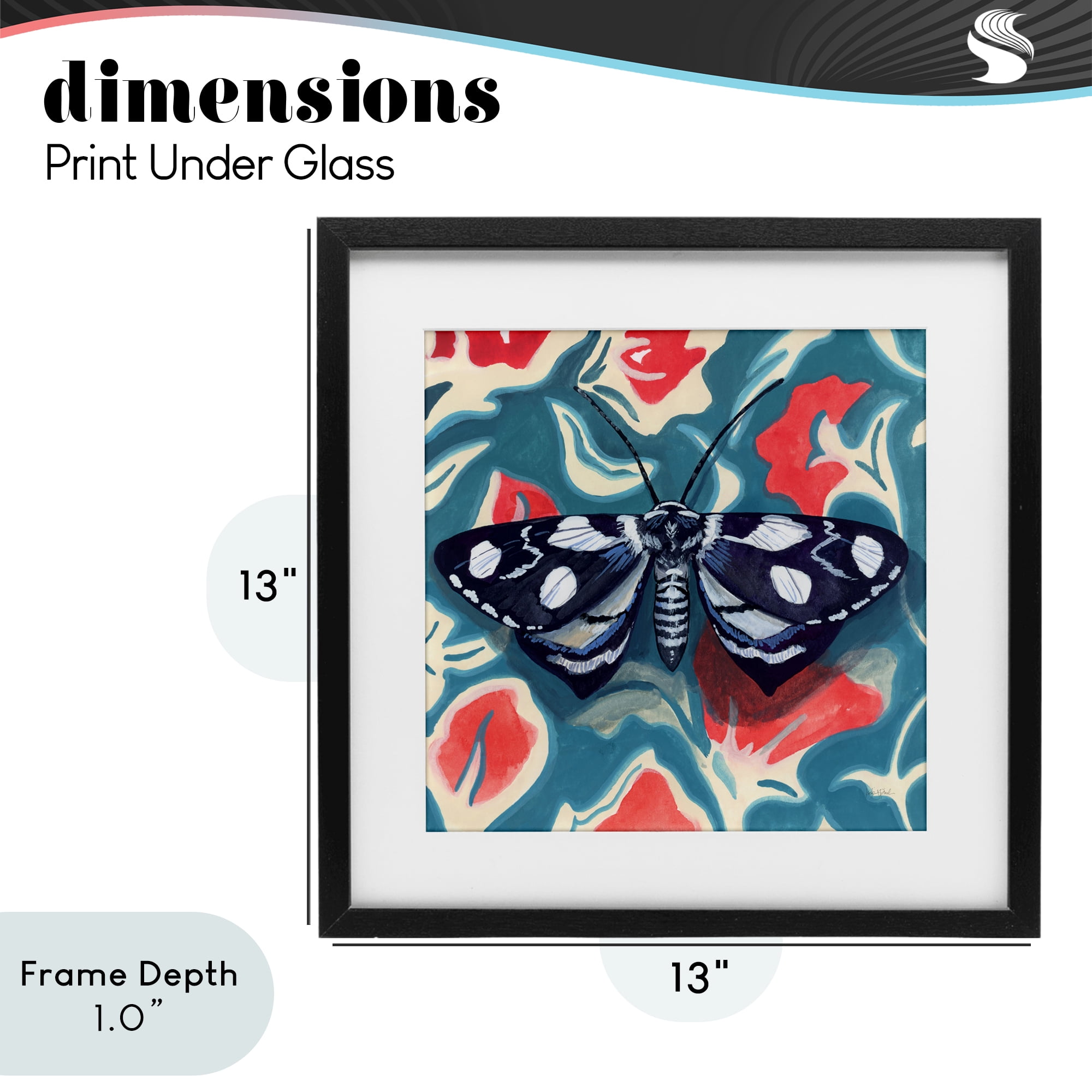 Stupell Industries Symmetrical Moth On Beautiful Flowers Black Framed Print Under Glass, design by Kate Jarvik Birch