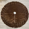 thumbnail image 5 of Ruffled Velvet Christmas Tree Skirt with Pearl Trim & Bow Ties 60 in,Luxury Round Xmas Tree Skirt, Ruffled Edge Velvet Tree Skirt for Christmas Home Party Holiday Decor-Green, 5 of 8