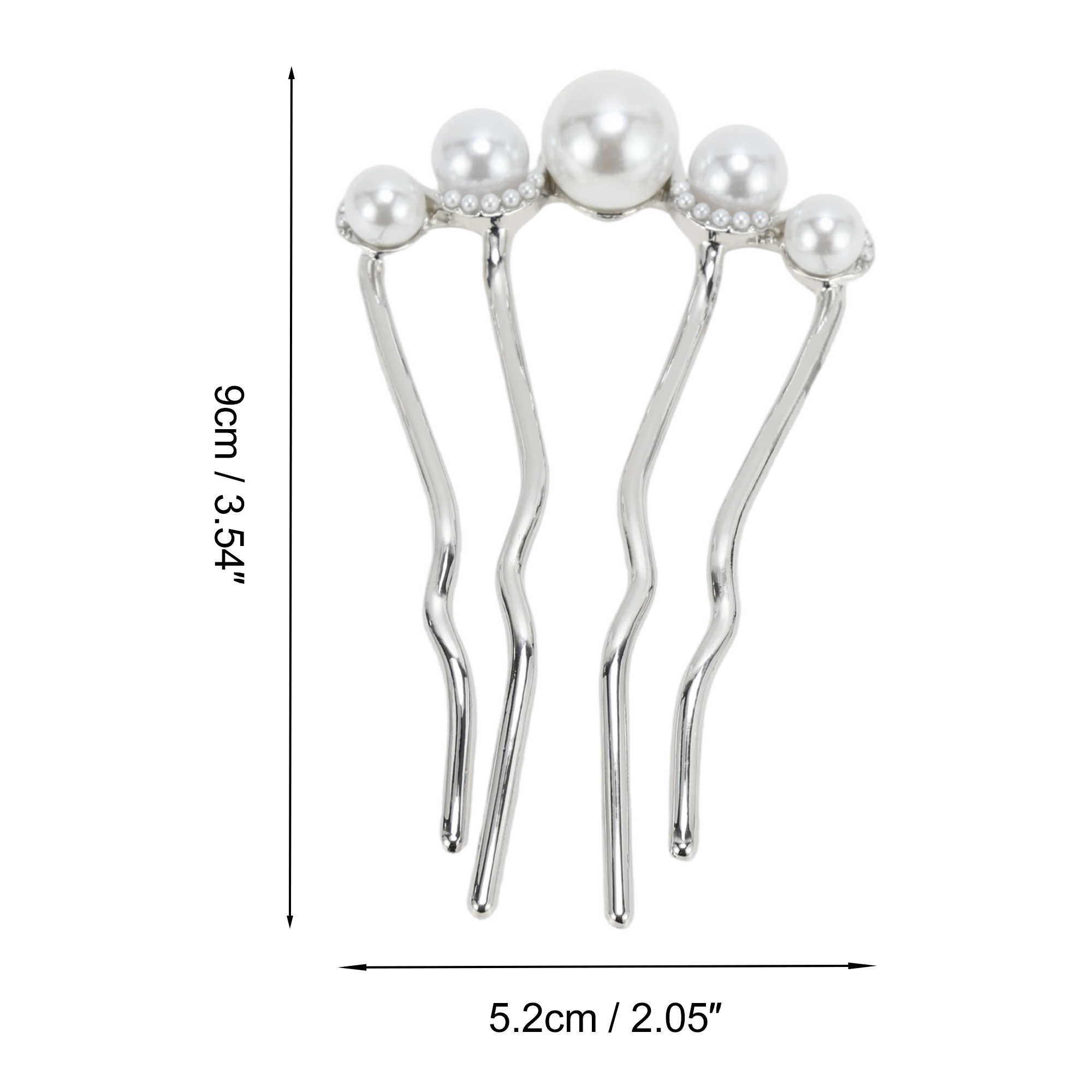 Unique Bargains Fashion U-shaped Faux Pearls Decorative Hairpin for Women 1 Pc Silver Tone