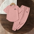 thumbnail image 4 of WRKEKC Girls Athletic Sets Printed Round Neck Short Sleeve T Shirt and Pocket Long Pants Set for 5-14 Years, 4 of 7