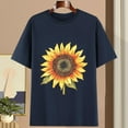 thumbnail image 4 of Women's Sunflower T-Shirts Loose Fit Round Neck Short Sleeve Plus Size Base Tees Cute Graphic Tshirts (XL, Navy), 4 of 4